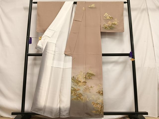 平和屋着物■訪問着 小舟樹林文 暈し染め 金彩 正絹 逸品 未使用 AABF8561oa