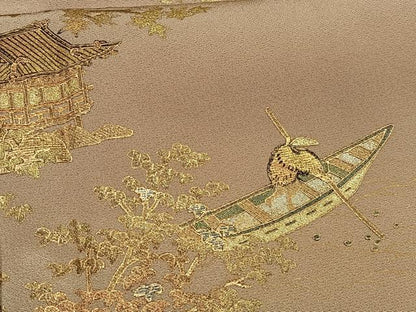 平和屋着物■訪問着 小舟樹林文 暈し染め 金彩 正絹 逸品 未使用 AABF8561oa