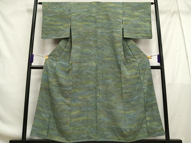 平和屋着物■上質な小紋 立波文 暈し染め 正絹 逸品 未使用 AABF8568oa