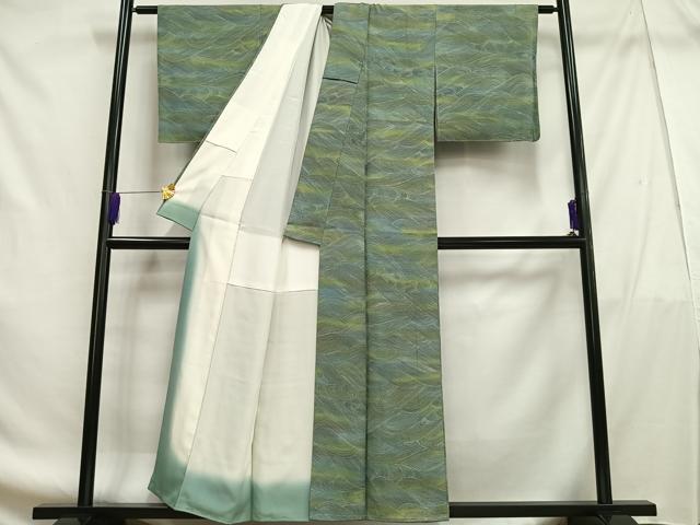 平和屋着物■上質な小紋 立波文 暈し染め 正絹 逸品 未使用 AABF8568oa