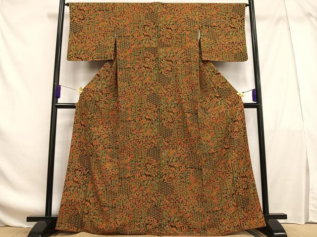 平和屋着物■上質な小紋 更紗花文 正絹 逸品 AABF8569oa