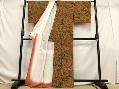 平和屋着物■上質な小紋 更紗花文 正絹 逸品 AABF8569oa