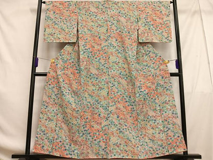 平和屋着物■上質な小紋　枝花文　暈し染め　正絹　逸品　未使用　AABF8574oa