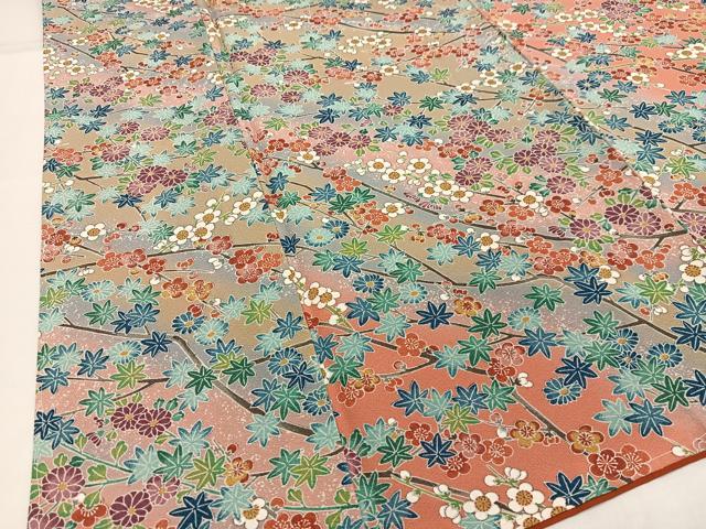 平和屋着物■上質な小紋　枝花文　暈し染め　正絹　逸品　未使用　AABF8574oa