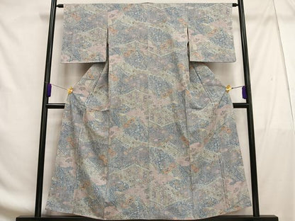 平和屋着物■上質な小紋 渡橋草花文 正絹 逸品 未使用 AABF8580oa