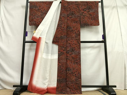 平和屋着物■上質な小紋 草花文 金彩 鬼しぼ縮緬 正絹 逸品 未使用 AABF8585oa