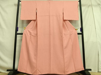 平和屋着物■上質な色無地 紋意匠 紅梅色 正絹 逸品 AABF8586oa