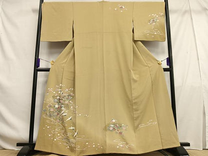 平和屋着物■訪問着 地紙花飛鶴文 暈し染め 金彩 正絹 逸品 AABF8592oa
