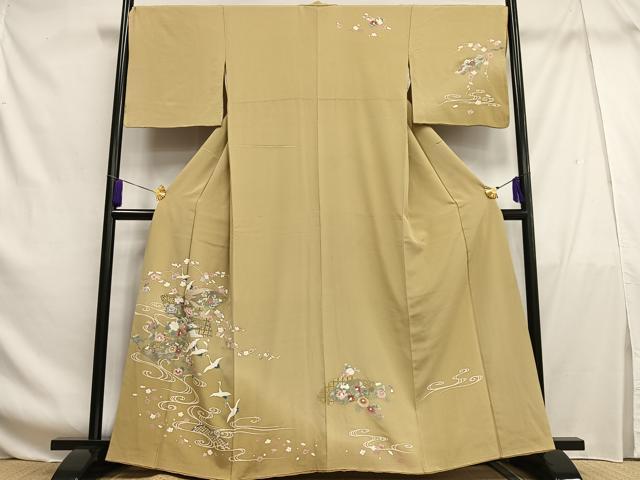 平和屋着物■訪問着 地紙花飛鶴文 暈し染め 金彩 正絹 逸品 AABF8592oa