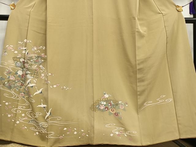 平和屋着物■訪問着 地紙花飛鶴文 暈し染め 金彩 正絹 逸品 AABF8592oa