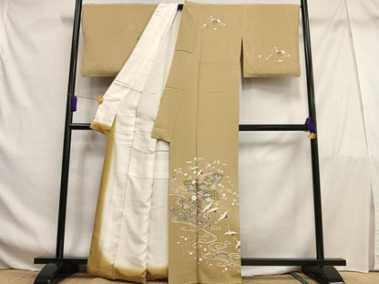 平和屋着物■訪問着 地紙花飛鶴文 暈し染め 金彩 正絹 逸品 AABF8592oa