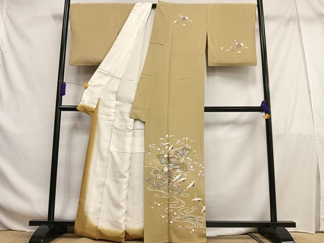 平和屋着物■訪問着 地紙花飛鶴文 暈し染め 金彩 正絹 逸品 AABF8592oa