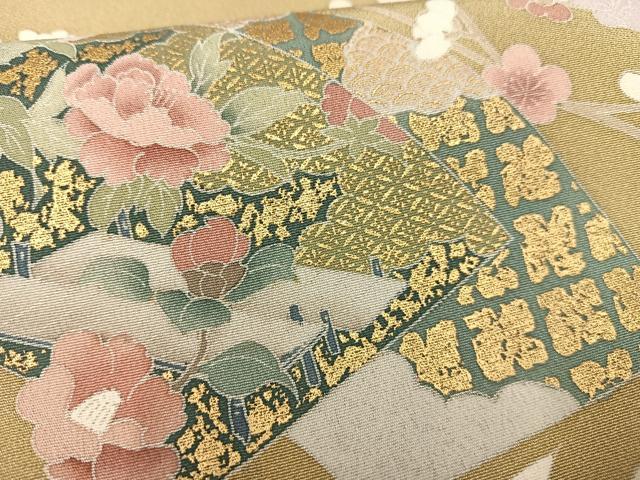 平和屋着物■訪問着 地紙花飛鶴文 暈し染め 金彩 正絹 逸品 AABF8592oa