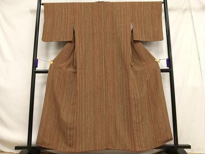 平和屋着物■上質な小紋 縞 鬼しぼ縮緬 正絹 逸品 AABF8602oa