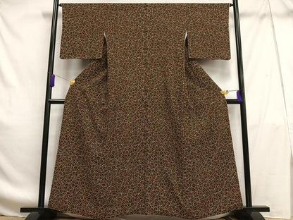 平和屋着物■上質な小紋 葉づくし 正絹 逸品 AABF8608oa