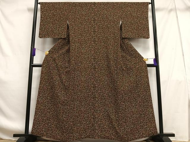平和屋着物■上質な小紋 葉づくし 正絹 逸品 AABF8608oa