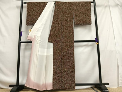 平和屋着物■上質な小紋 葉づくし 正絹 逸品 AABF8608oa