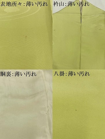 平和屋着物■上質な色無地 流水地紋 枯れ草色 正絹 逸品 AABF8611oa