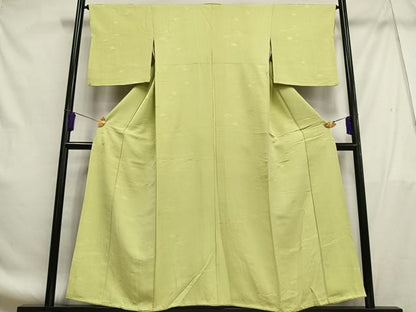 平和屋着物■上質な色無地 流水地紋 枯れ草色 正絹 逸品 AABF8611oa