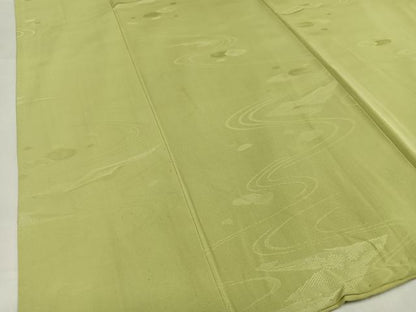 平和屋着物■上質な色無地 流水地紋 枯れ草色 正絹 逸品 AABF8611oa