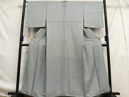 平和屋着物■上質な色無地 草花地紋 灰青色 正絹 逸品 AABF8614oa