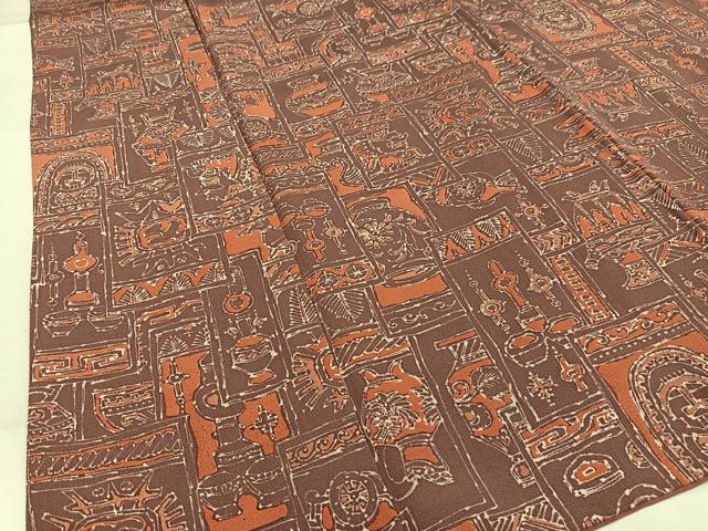平和屋着物■上質な小紋 陶器幾何学文様 正絹 逸品 AABF8617oa