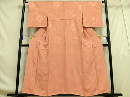 平和屋着物■上質な色無地 枝花地紋 東雲色 正絹 逸品 AABF8620oa