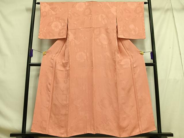 平和屋着物■上質な色無地 枝花地紋 東雲色 正絹 逸品 AABF8620oa