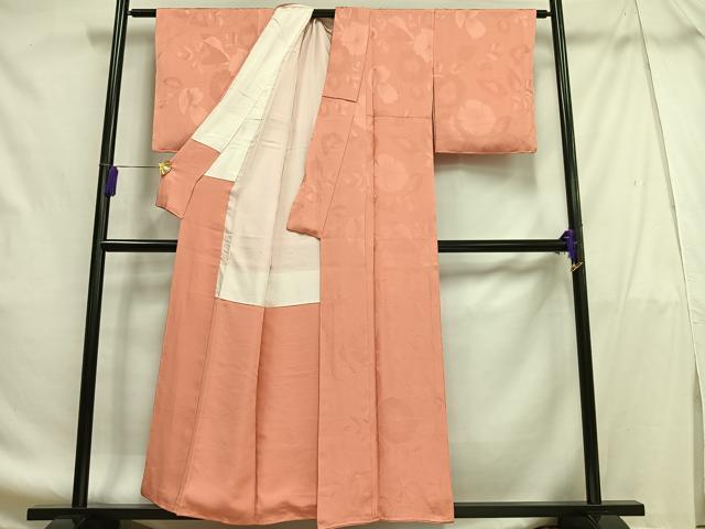 平和屋着物■上質な色無地 枝花地紋 東雲色 正絹 逸品 AABF8620oa