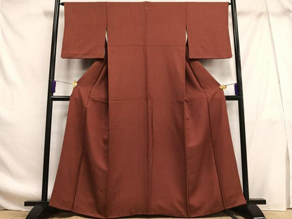 平和屋着物■上質な色無地 紋意匠 蘇芳色 正絹 逸品 AABF8621oa
