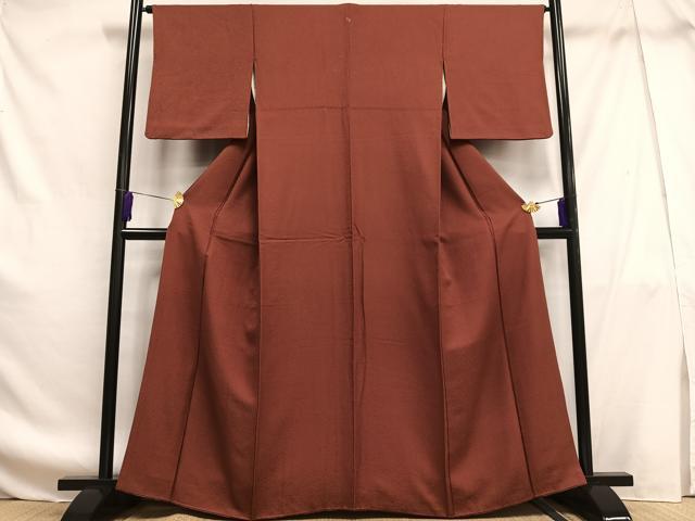 平和屋着物■上質な色無地 紋意匠 蘇芳色 正絹 逸品 AABF8621oa