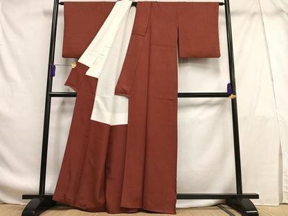 平和屋着物■上質な色無地 紋意匠 蘇芳色 正絹 逸品 AABF8621oa