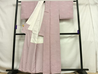 平和屋着物■上質な色無地 吉祥菱地紋 石竹色 正絹 逸品 AABF8624oa