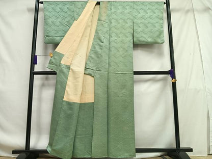 平和屋着物■上質な小紋 立波文 金糸 正絹 逸品 AABF8647oa