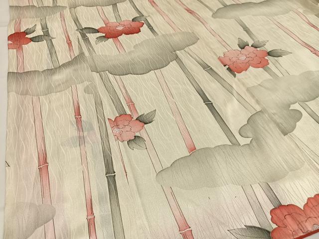 平和屋着物■上質な小紋 花竹文 正絹 逸品 AABF8650oa