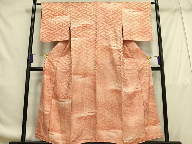 平和屋着物■上質な小紋 紗綾型文 暈し染め 正絹 逸品 AABF8654oa