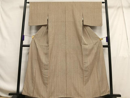 平和屋着物■上質な小紋　縞　正絹　逸品　AABF8662oa