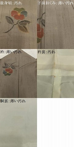 平和屋着物■上質な紬　枝花文　正絹　逸品　AABF8664oa