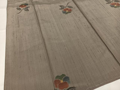 平和屋着物■上質な紬　枝花文　正絹　逸品　AABF8664oa