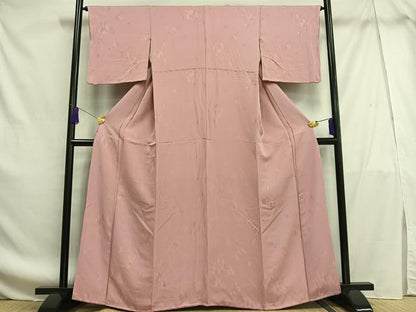 平和屋着物■上質な色無地　樹林地紋　桃色　正絹　逸品　AABF8673oa