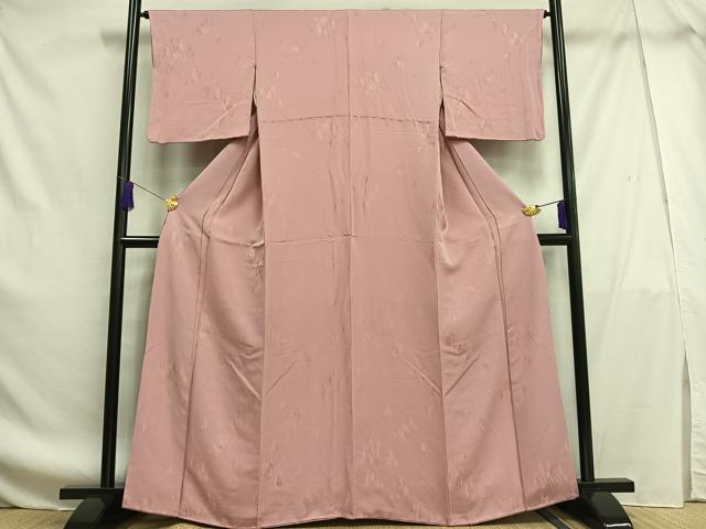 平和屋着物■上質な色無地　樹林地紋　桃色　正絹　逸品　AABF8673oa