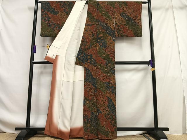 平和屋着物■上質な小紋　吉祥花文　鬼しぼ縮緬　正絹　逸品　AABF8676oa