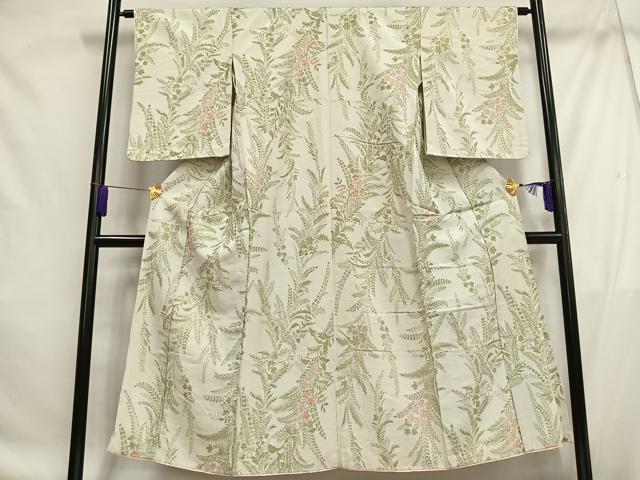 平和屋着物■上質な小紋 寿光織 草花文 金銀糸 正絹 逸品 AABF8677oa