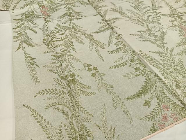平和屋着物■上質な小紋 寿光織 草花文 金銀糸 正絹 逸品 AABF8677oa