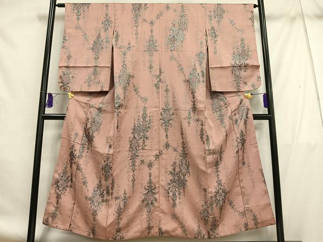 平和屋着物■上質な小紋　寿光織　飾花文　銀糸　正絹　逸品　AABF8678oa