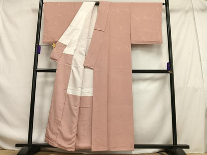 平和屋着物■上質な色無地　霞地紋　珊瑚色　正絹　逸品　未使用　AABF8681oa