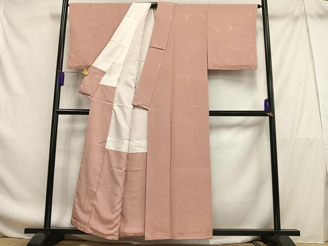 平和屋着物■上質な色無地　霞地紋　珊瑚色　正絹　逸品　未使用　AABF8681oa