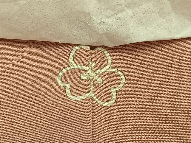 平和屋着物■上質な色無地　霞地紋　珊瑚色　正絹　逸品　未使用　AABF8681oa