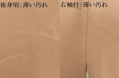 平和屋着物■上質な色無地　霞地紋　珊瑚色　正絹　逸品　未使用　AABF8681oa