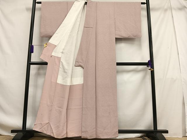 平和屋着物■上質な色無地　壺垂れ地紋　薄柿色　阪急百貨店扱い　正絹　逸品　AABF8683oa